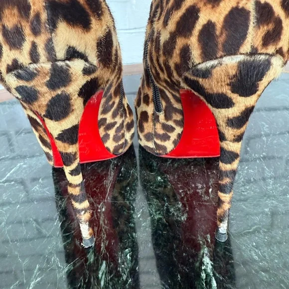 Christian Louboutin Pony Hair Leopard inside zipper HIGH Boots - Picture 4 of 11
